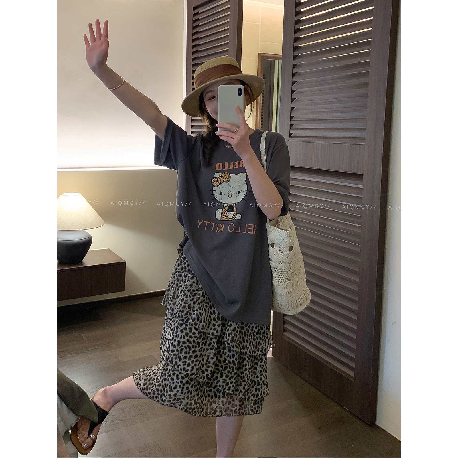 爱情魔鬼鱼 短袖圆领卡通印花T恤女2026夏季新款宽松慵懒百搭上衣