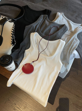 爱情魔鬼鱼 纯色优可丝罗纹背心女2026春季新款百搭内搭外穿上衣