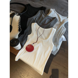 百搭内搭外穿上衣 新款 爱情魔鬼鱼 纯色优可丝罗纹背心女2026春季