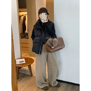 爱情魔鬼鱼 黑色立领羽绒马甲女2025年冬季新款加厚保暖百搭外套