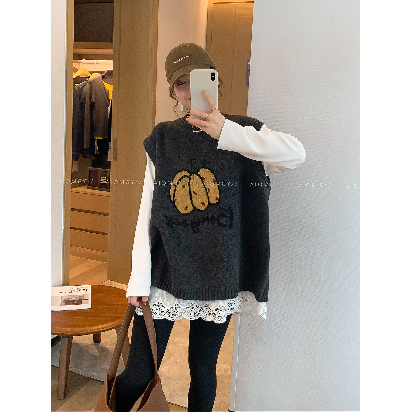 爱情魔鬼鱼 深灰色针织南瓜马甲女2025冬季新款宽松叠穿坎肩上衣,女装/女士精品,马夹,淘宝优惠券,粉丝福利购,淘宝优惠卷