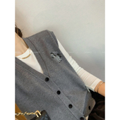 时尚 新款 外穿背心上衣 灰色V领亮片针织马甲女2025冬季 爱情魔鬼鱼