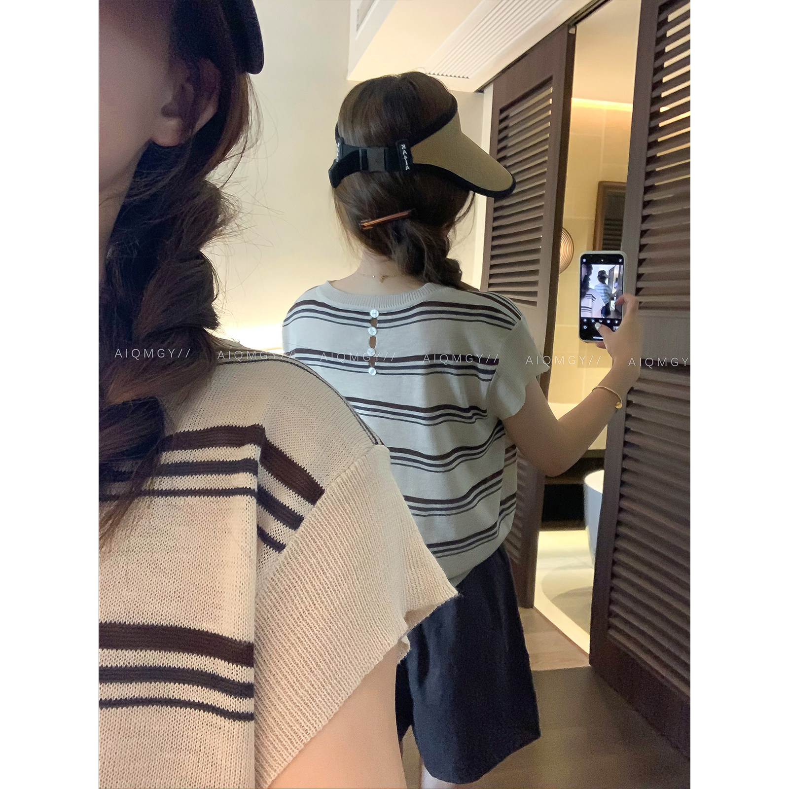 爱情魔鬼鱼 条纹圆领短袖针织T恤女2026夏季新款宽松显瘦百搭上衣