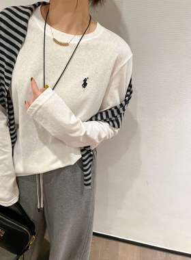 爱情魔鬼鱼 白色长袖圆领刺绣T恤女2026春季新款显瘦百搭通勤上衣