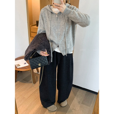 爱情魔鬼鱼双拉链连帽针织衫女