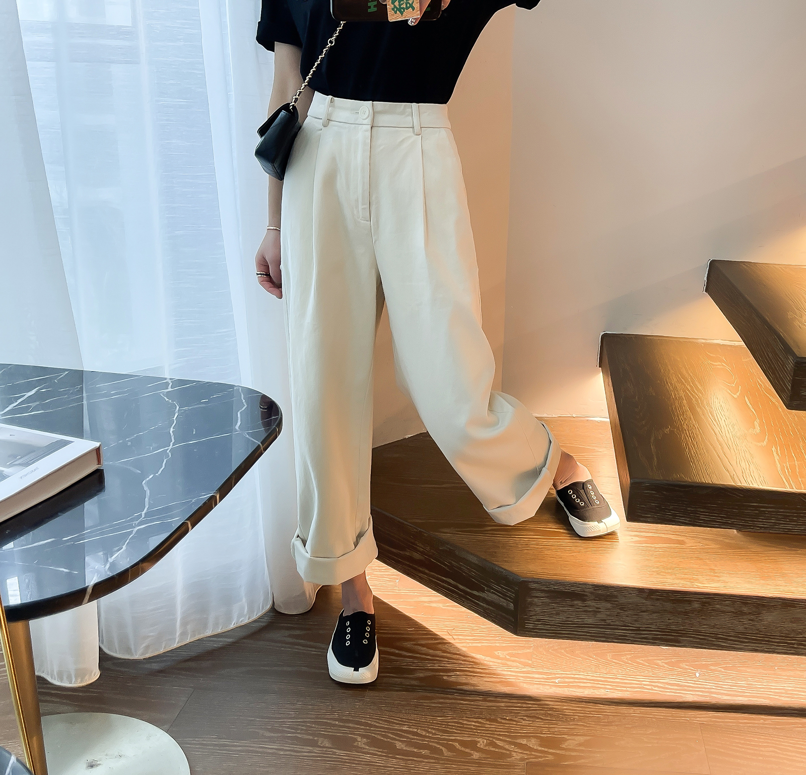 爱情魔鬼鱼百搭长裤直筒裤高腰