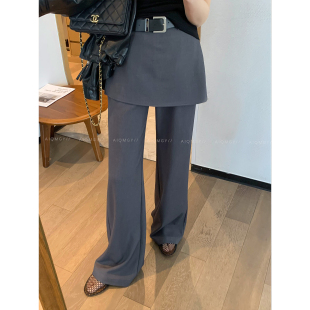 韩系通勤直筒阔腿裤 新款 配腰带女2026春季 爱情魔鬼鱼设计感屁帘裤