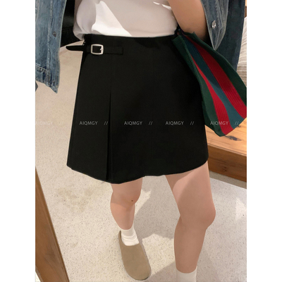 爱情魔鬼鱼 黑色时尚气质直筒休闲短裤女2025年秋冬新款显瘦裙裤