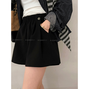 黑色时尚 显瘦百搭阔腿裤 气质高腰短裤 新款 女2026春季 爱情魔鬼鱼