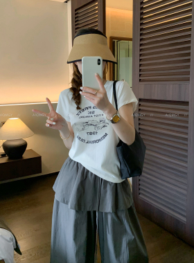 爱情魔鬼鱼 白色短袖圆领字母印花T恤女2026夏季新款时尚百搭上衣