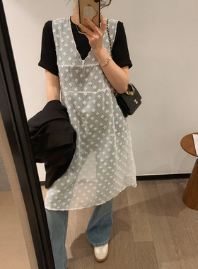 爱情魔鬼鱼 白色设计感无袖背心连衣裙女春季2026新款叠穿中长裙