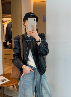 爱情魔鬼鱼 黑色美式皮衣外套女2026年春季新款时尚机车夹克上衣
