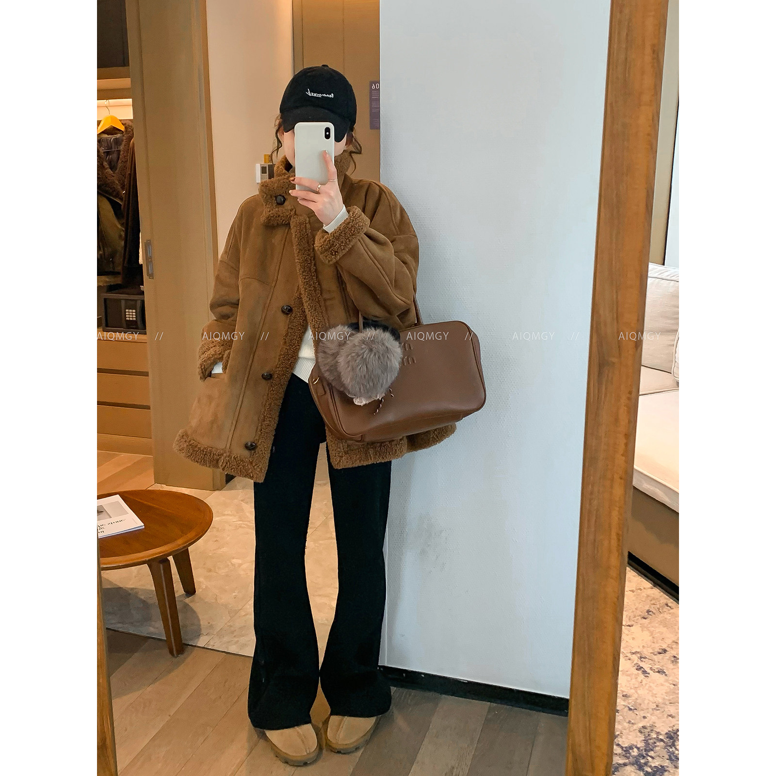 爱情魔鬼鱼 咖色立领羊筋绒外套女2025冬季新款加厚宽松时尚上衣,女装/女士精品,短外套,淘宝优惠券,粉丝福利购,淘宝优惠卷