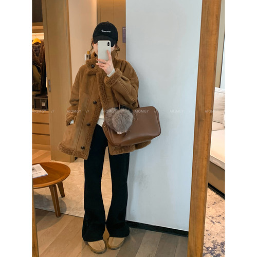 爱情魔鬼鱼立领羊筋绒外套上衣