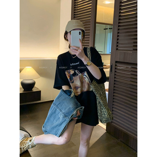 时尚 圆领印花T恤女2026春夏新款 宽松显瘦体恤上衣 短袖 爱情魔鬼鱼