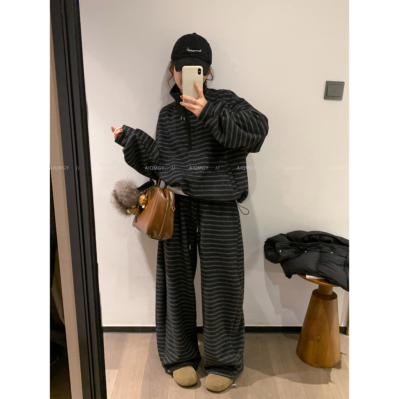 爱情魔鬼鱼条纹套装上衣阔腿裤