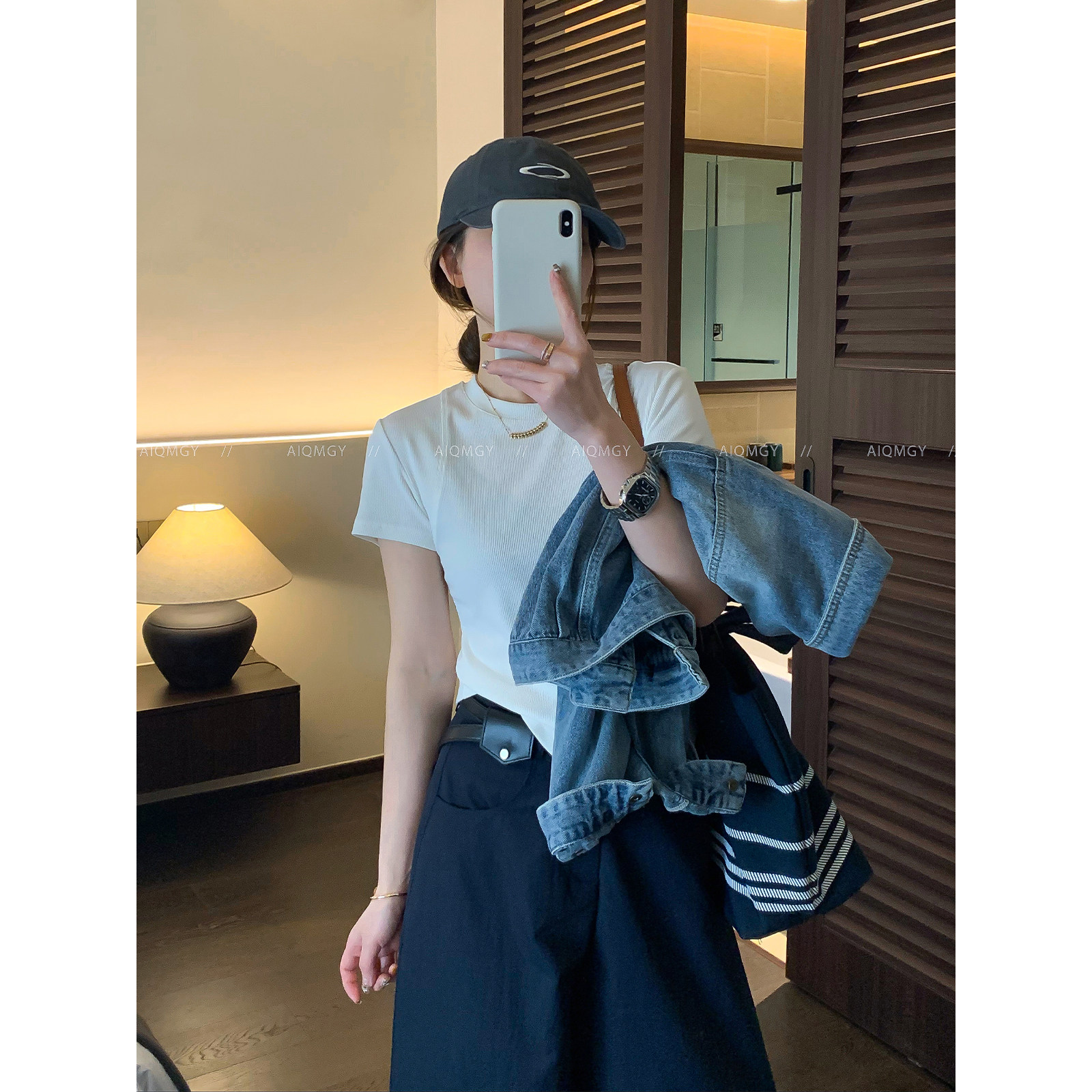 爱情魔鬼鱼 纯色短袖螺纹圆领T恤女2026夏季新款韩系简约百搭上衣