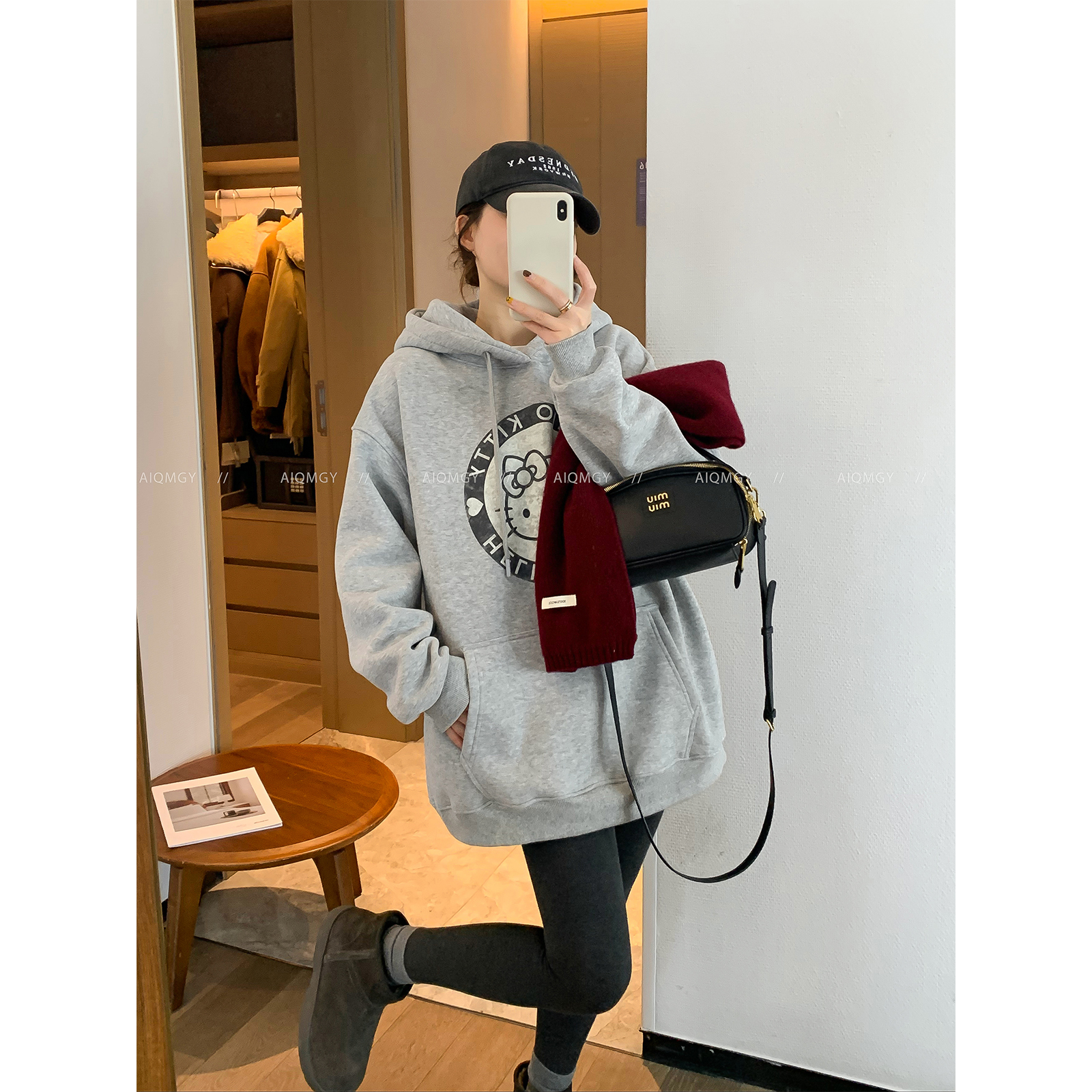 爱情魔鬼鱼 灰色连帽加绒卫衣外套2025冬季新款女装气质宽松上衣