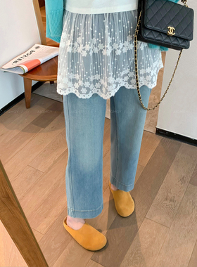 爱情魔鬼鱼 蓝色复古水洗牛仔裤女2026年夏季新款高腰显瘦九分裤