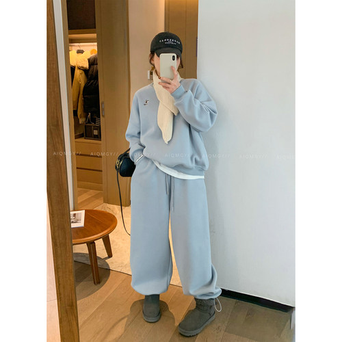 爱情魔鬼鱼2025冬季新款女装洋气时尚套装圆领卫衣上衣气质阔腿裤