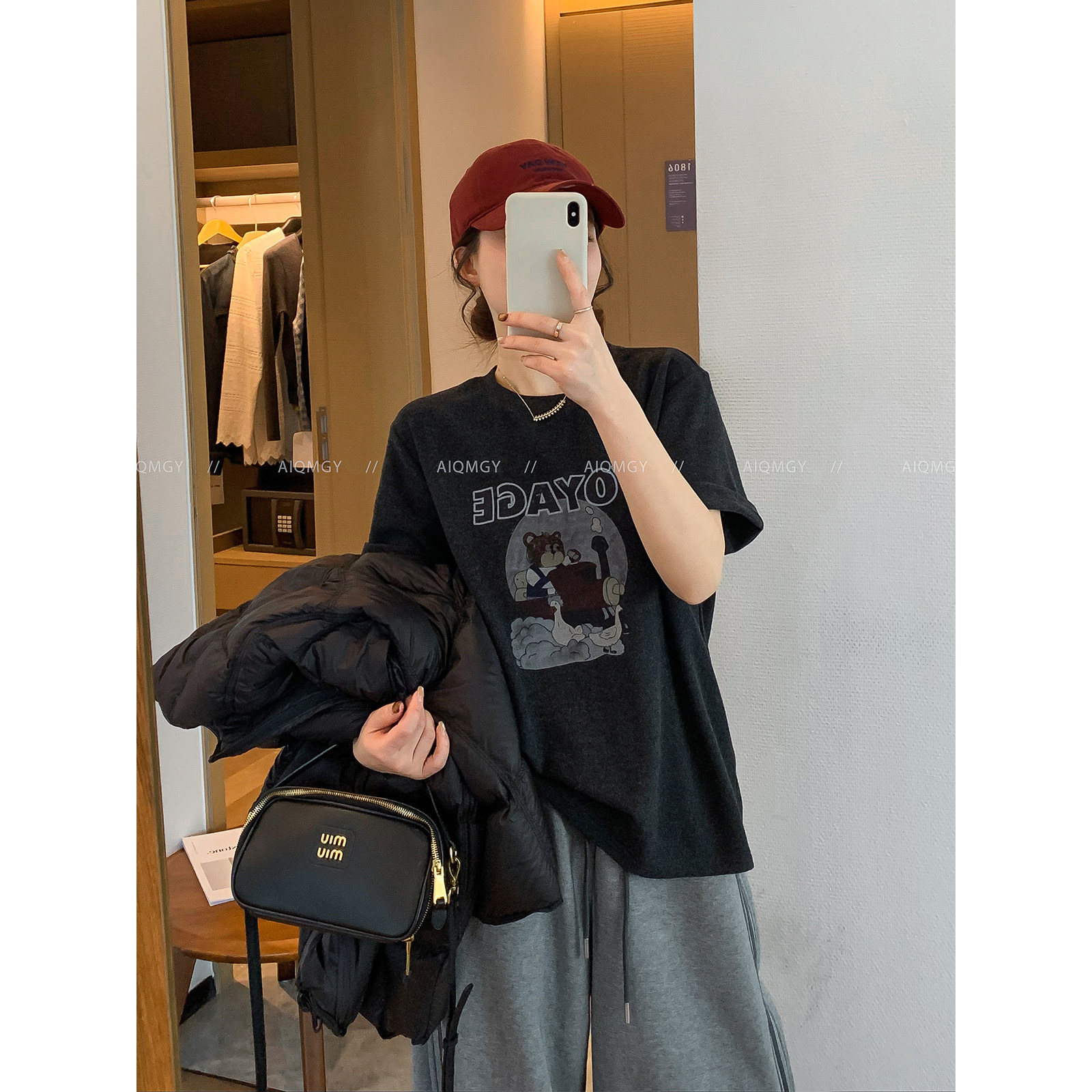 爱情魔鬼鱼 短袖圆领卡通字母T恤女2025冬季新款时尚宽松百搭上衣