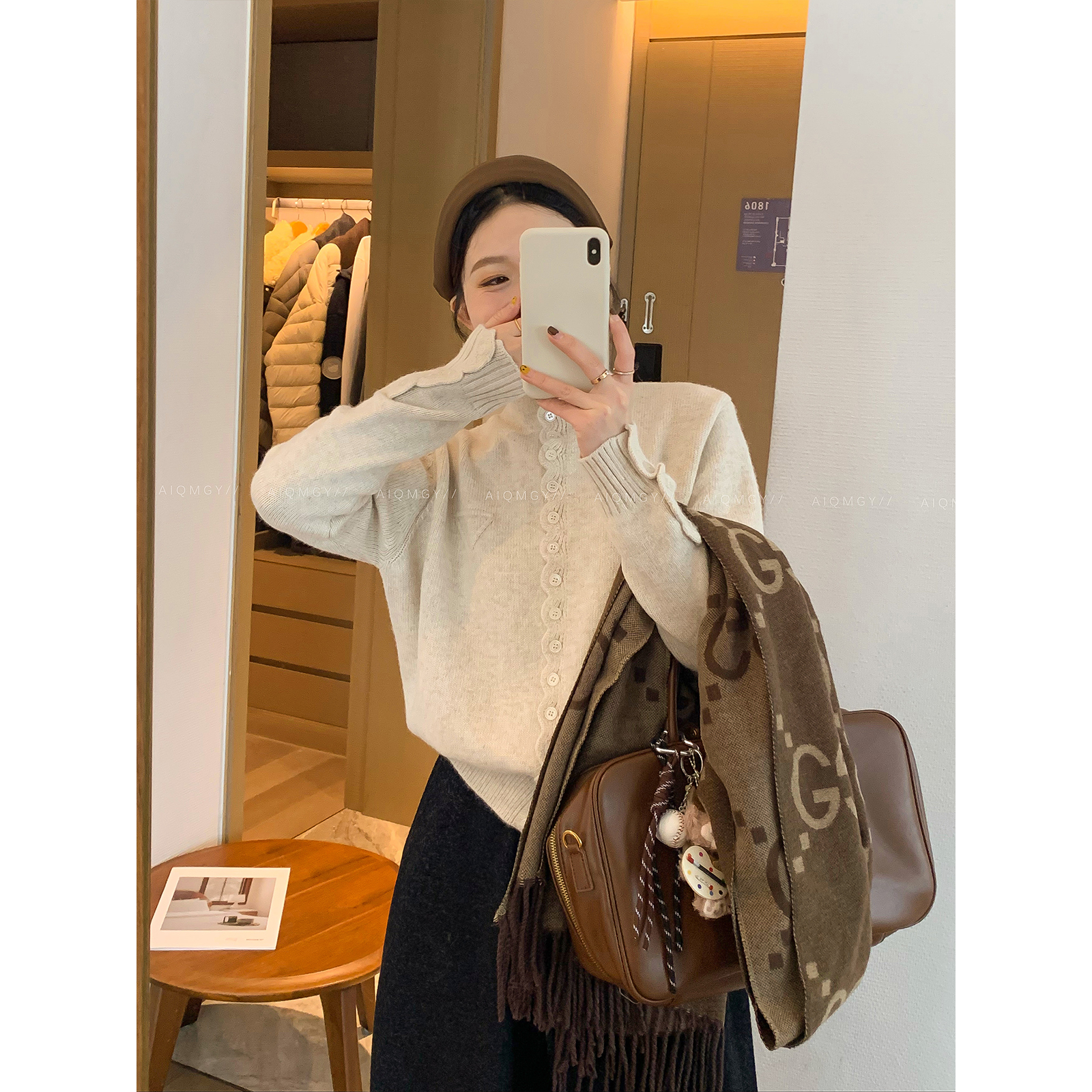 爱情魔鬼鱼长袖单排扣针织开衫