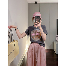 新款 韩版 小个子短袖 宽松时尚 洋气百搭上衣 字母印花T恤女2024夏季