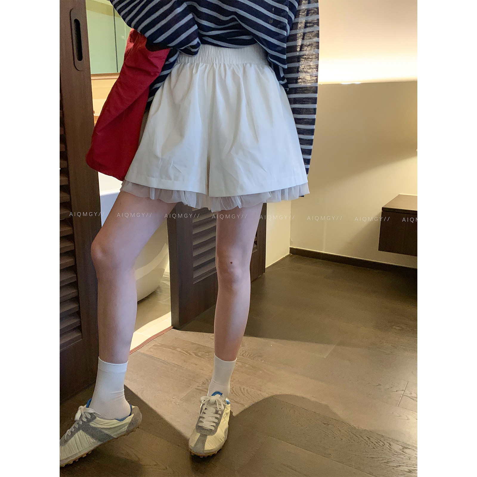 爱情魔鬼鱼 蕾丝拼接休闲短裤女2026夏季新款高腰百搭阔腿热裤子