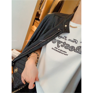 洋气减龄百搭上衣 新款 爱情魔鬼鱼 白色圆领字母刺绣T恤女2026春季