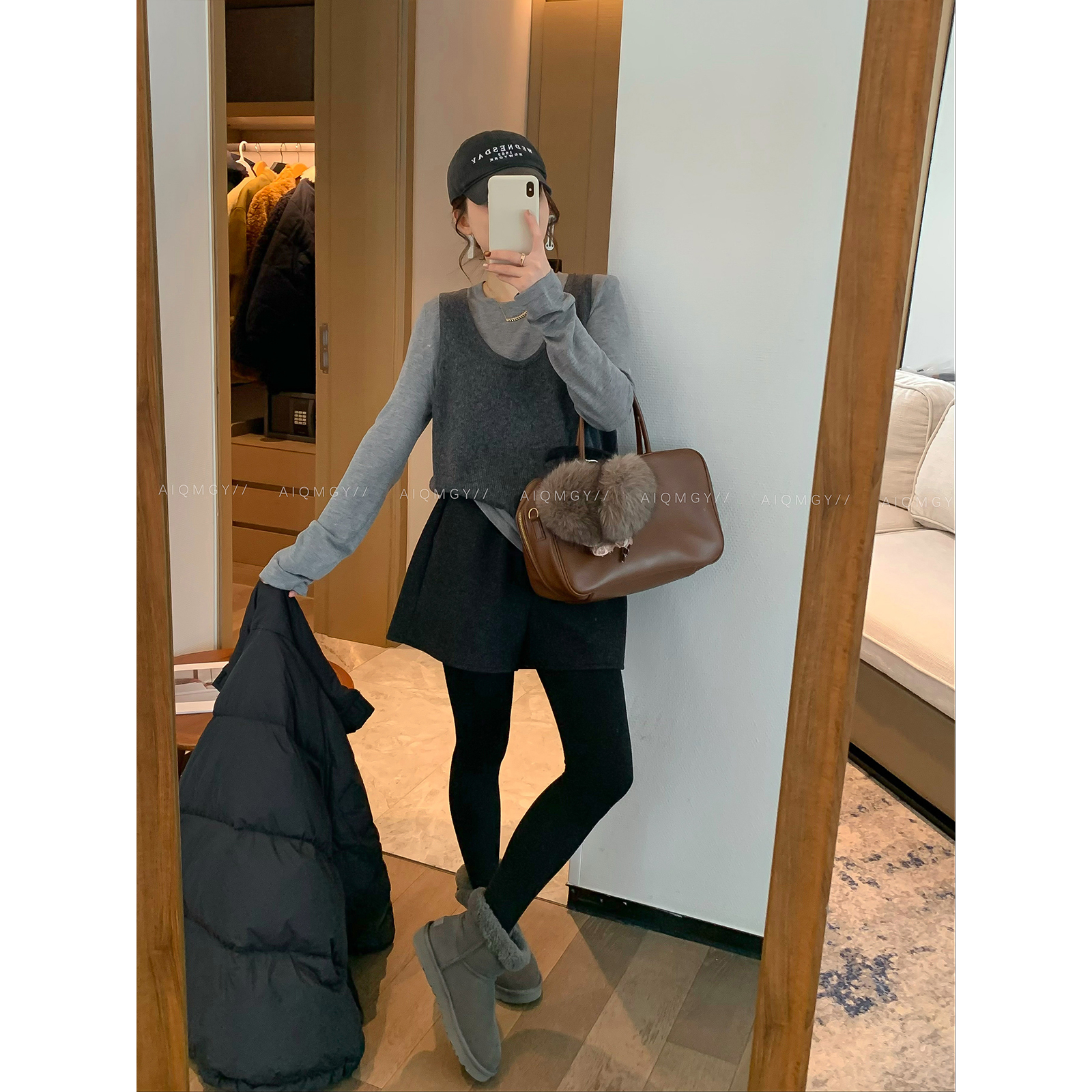 爱情魔鬼鱼时尚套装女2025冬季羊毛打底衫上衣针织背心马甲两件套