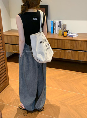 爱情魔鬼鱼 时尚套装女2026年夏季新款无袖背心格子休闲裤两件套