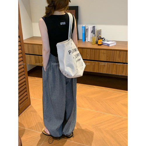 爱情魔鬼鱼 时尚套装女2026年夏季新款无袖背心格子休闲裤两件套
