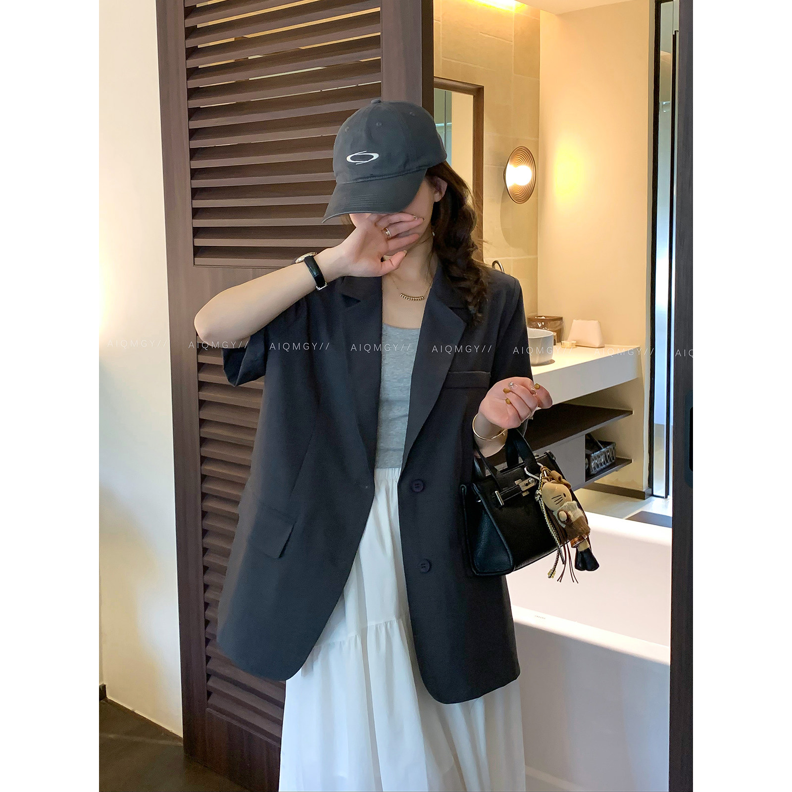 爱情魔鬼鱼 气质通勤五分袖西装外套女2026春季新款时尚宽松上衣