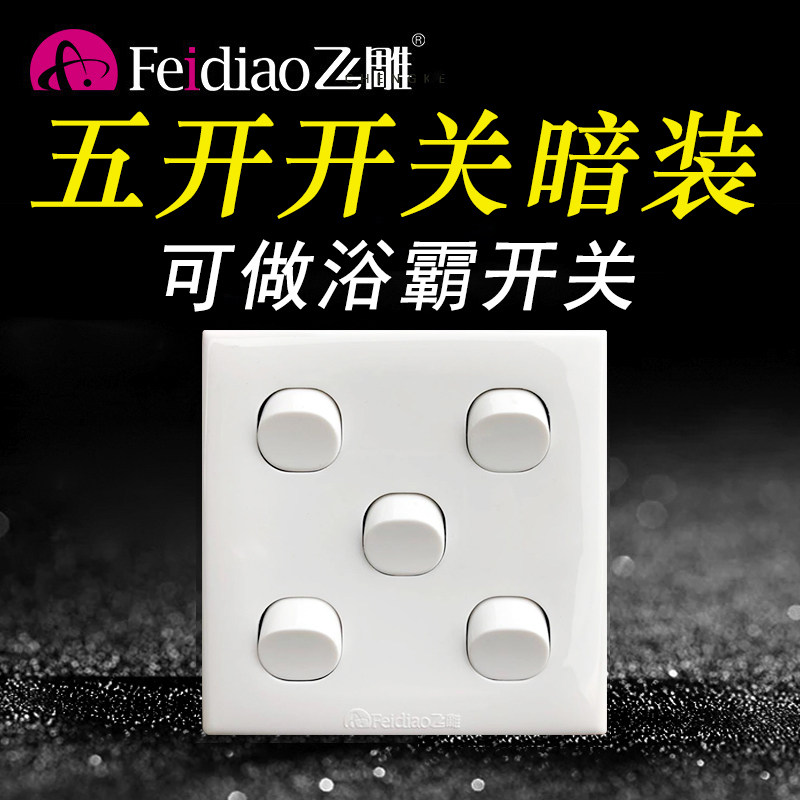 飞雕五开单控双控家用浴霸开关图片