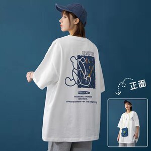  纯棉短袖T恤女夏季小熊印花体恤内搭上衣XZ1007-1-T10图片
