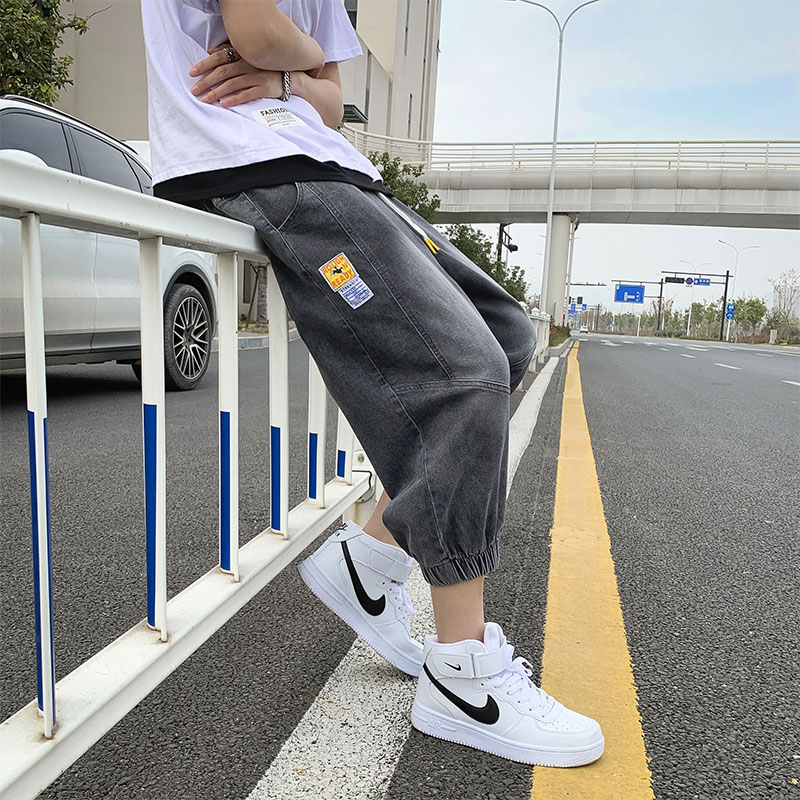 大码牛仔短裤男夏季新款七八分牛仔裤弹力束脚裤XZ1007-1-NK05P35图片