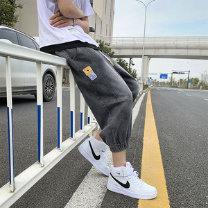 大码牛仔短裤男夏季新款七八分牛仔裤弹力束脚裤XZ1007-1-NK05P35图片