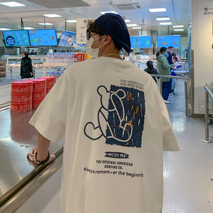  卡通小熊印花短袖T恤男夏季新款五分袖XZ1007-1-T08图片