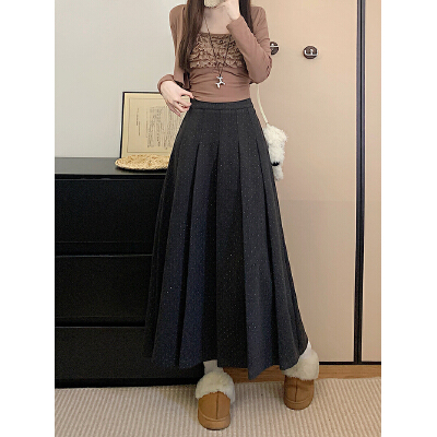 衣之派2025秋冬新款胖mm大码女休闲高腰显瘦波点长款半身裙