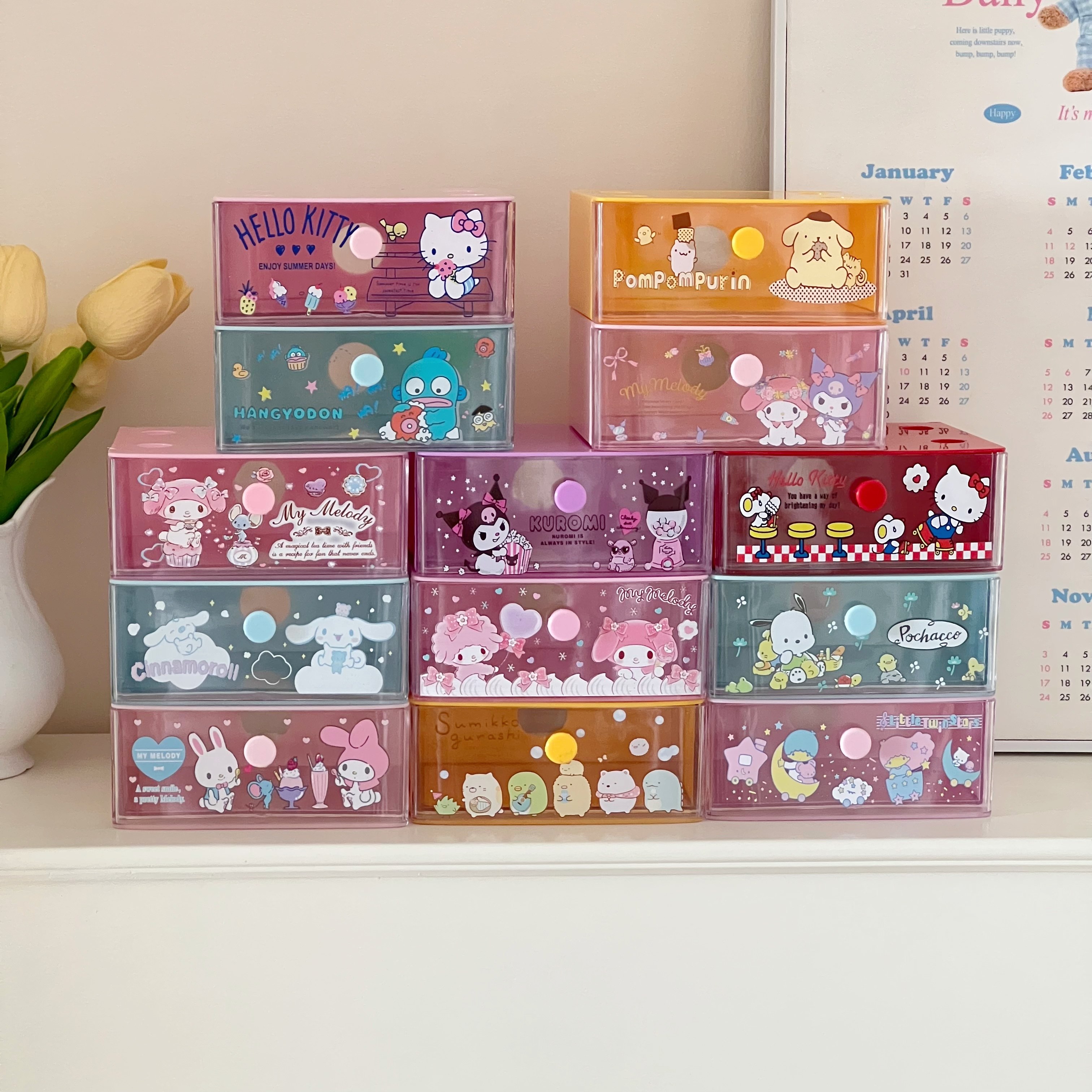 美乐蒂小红书同款ins可爱创意 少女心桌面抽屉卡通收纳整理盒首饰,收纳整理,桌面收纳盒,淘宝优惠券,粉丝福利购,淘宝优惠卷