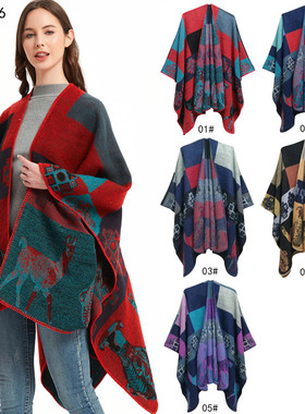 Thick women's Christmas deer shawl from Europe and America