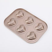 mol baking Golden heart tray mold cake hole shaped