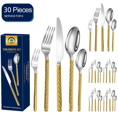 New Fried Dough Twists stainless steel tableware set 30pcs