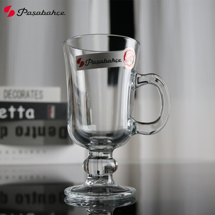 土耳其进口钢化玻璃杯爱尔兰咖啡杯耐热高脚热饮杯商用带脚甜品杯