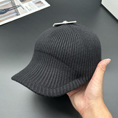 纯色条纹休闲棒球帽复古画家帽男女时尚 百搭街头出游针织鸭舌帽子