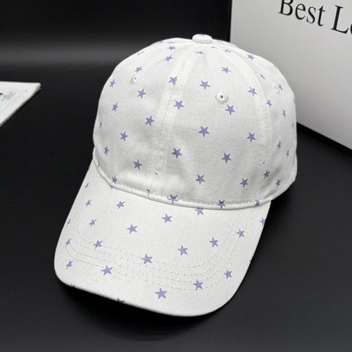 韩版软顶星星印花鸭舌帽 女款休闲百搭棒球帽 夏季防晒显脸小潮帽