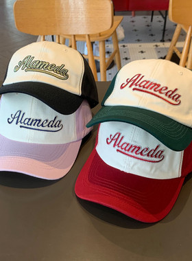 韩版新款显白紫色棒球帽子女春夏ins百搭大头围软顶遮阳鸭舌帽潮