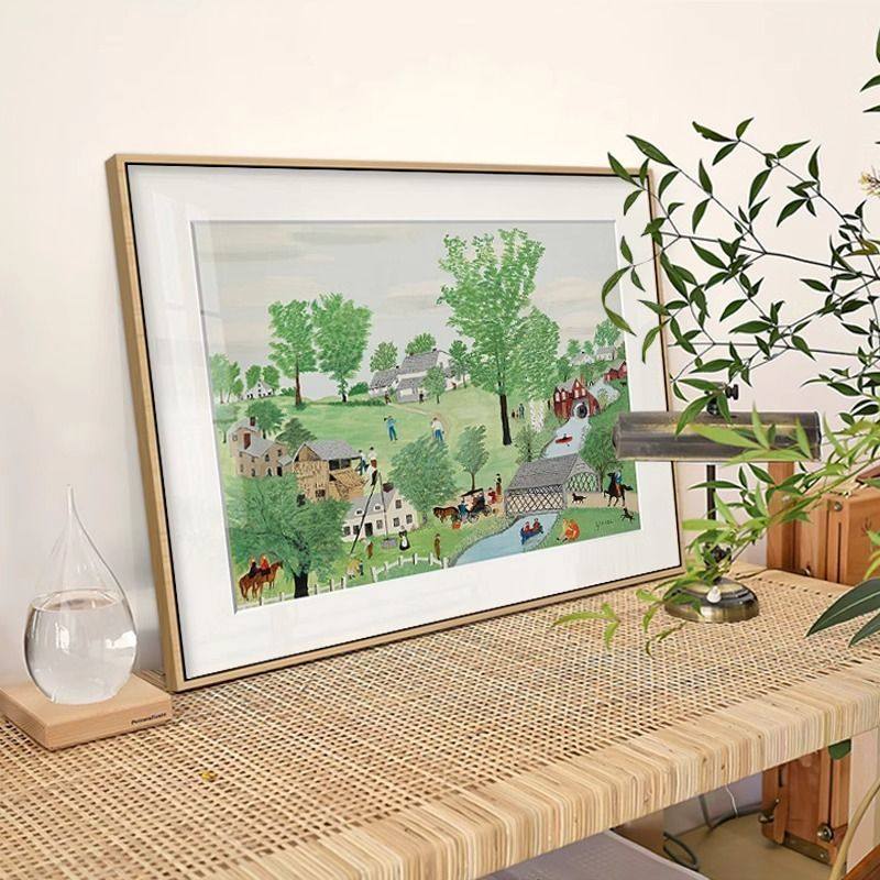 摩西奶奶挂画小清新风景美式田园餐厅长方形卧室治愈系装饰画壁画