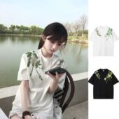 重磅高街宽松t恤男女上衣学生打底衫 美式 夏季 T恤衫 服 花卉印花短袖