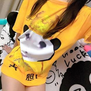 七夕礼物大胆龙图短袖t恤短裤睡衣夏季恶搞男女学生搞怪情侣套装